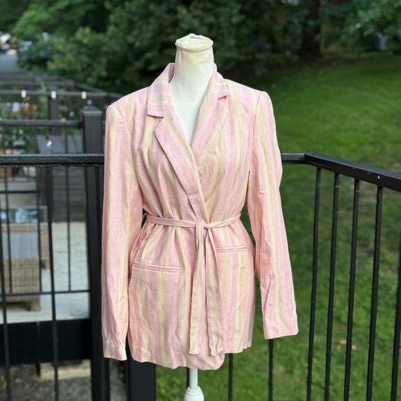 NWT See U Soon Stripe Linen Blend Blazer Size Large - Picture 12 of 13